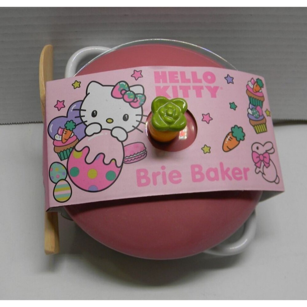 Sanrio Hello Kitty Easter Brie Baker Pink Lid Wooden Spoon Carrot Eggs NEW